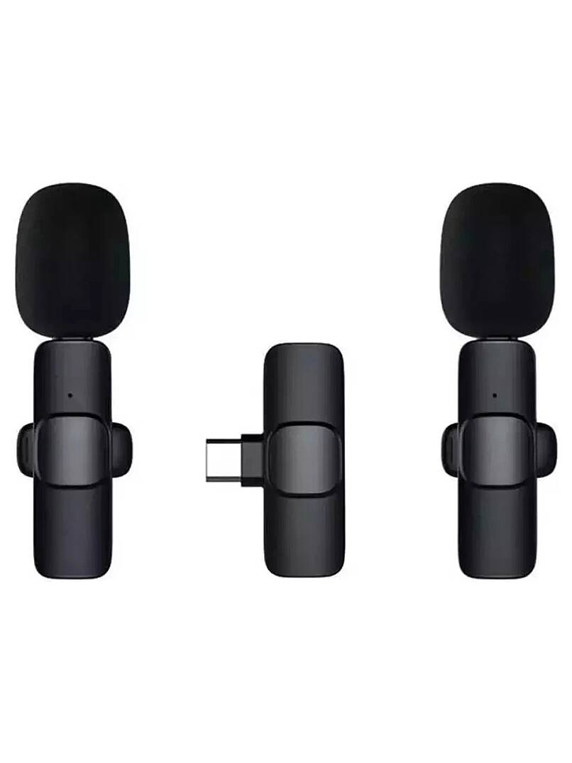 K9 Lightning Çift Kablosuz Wireless HD Yaka Mikrofonu Siyah - 1