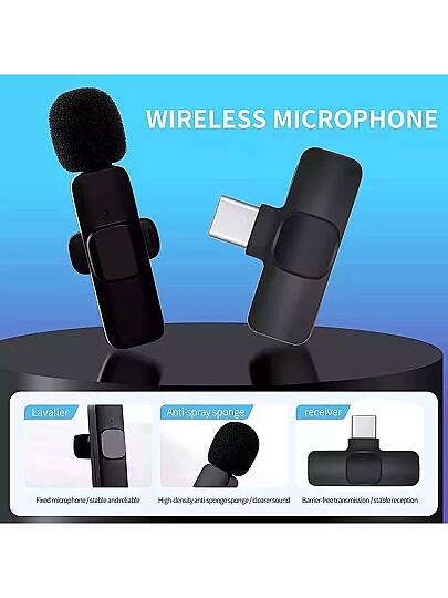 K9 Lightning Çift Kablosuz Wireless HD Yaka Mikrofonu Siyah - 2