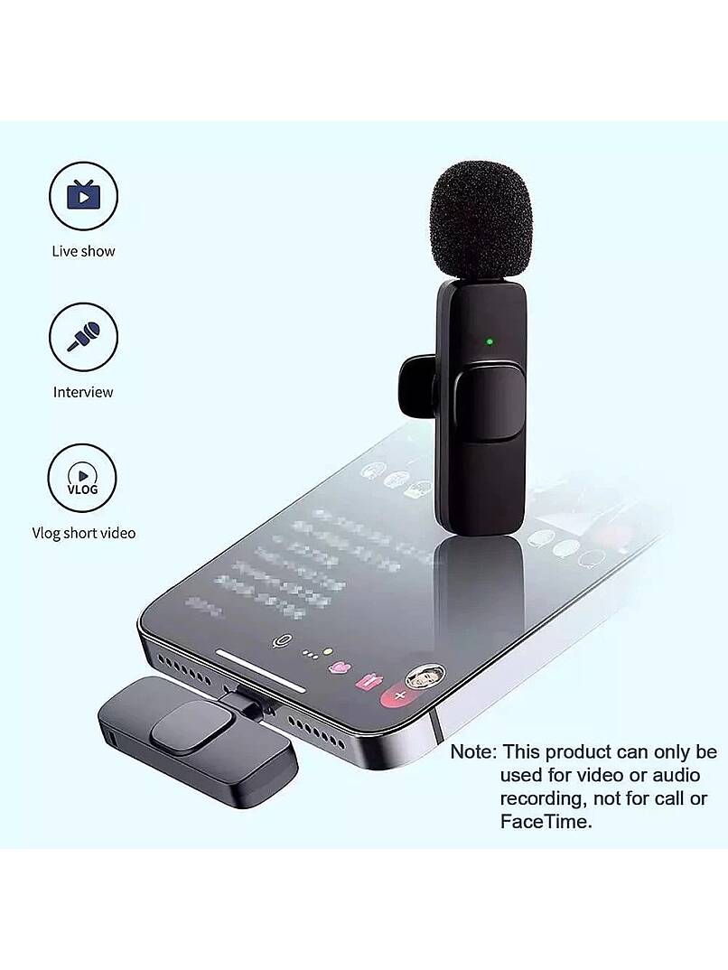 K9 Lightning Çift Kablosuz Wireless HD Yaka Mikrofonu Siyah - 3